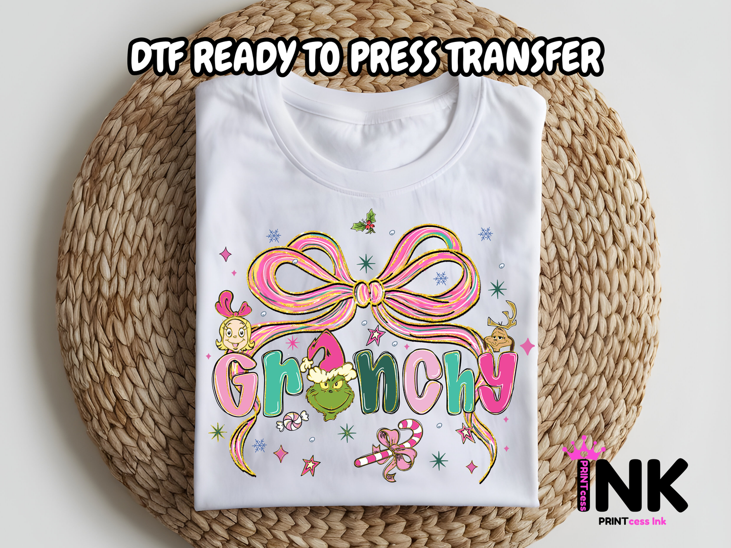 Grinchy DTF101121| DTF T-Shirt Transfer | Ready to Press | DIY Heat Transfer for Clothing, Hoodies, Sweatshirt
