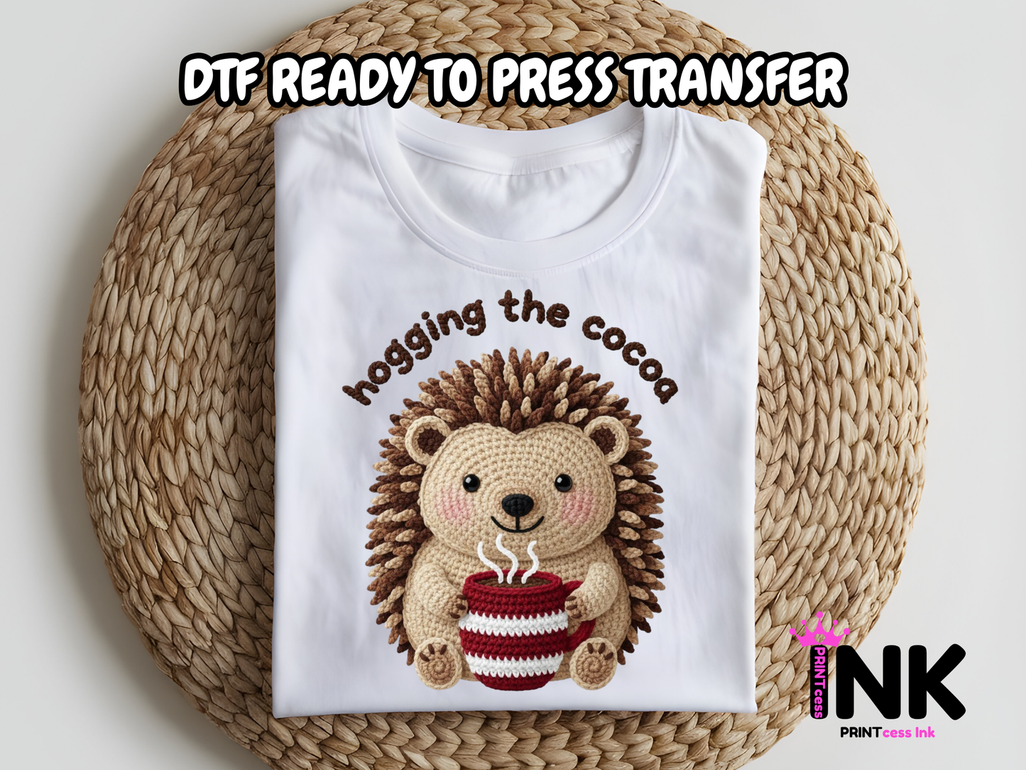 Christmas Hedgehog DTF101057| DTF T-Shirt Transfer | Ready to Press | DIY Heat Transfer for Clothing, Hoodies, Sweatshirt