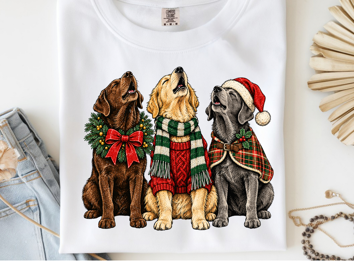 Christmas Dogs -  DTF101959- DTF T-Shirt Transfer | Ready to Press | DIY Heat Transfer for Clothing, Hoodies, Sweatshirt