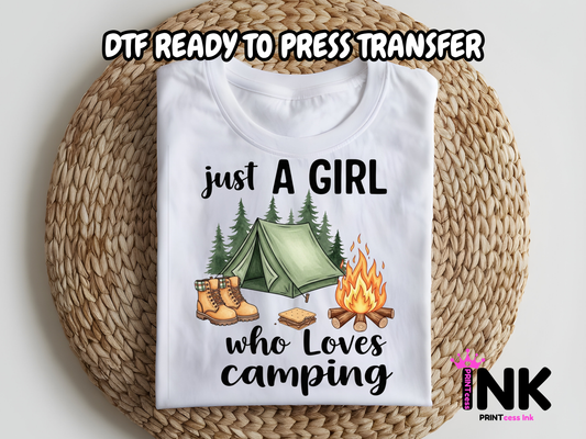Camping DTF101372| DTF T-Shirt Transfer | Ready to Press | DIY Heat Transfer for Clothing, Hoodies, Sweatshirt