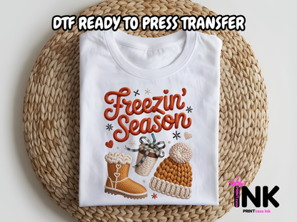 Freezing Season DTF101201| DTF T-Shirt Transfer | Ready to Press | DIY Heat Transfer for Clothing, Hoodies, Sweatshirt