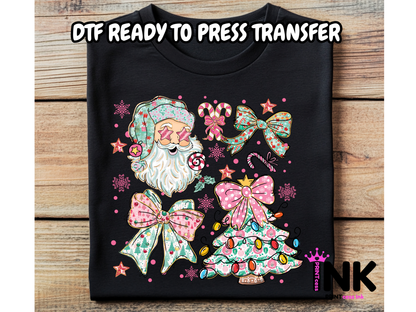 Santa DTF101191| DTF T-Shirt Transfer | Ready to Press | DIY Heat Transfer for Clothing, Hoodies, Sweatshirt
