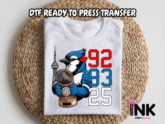 Blue Jays DTF101065| DTF T-Shirt Transfer | Ready to Press | DIY Heat Transfer for Clothing, Hoodies, Sweatshirt
