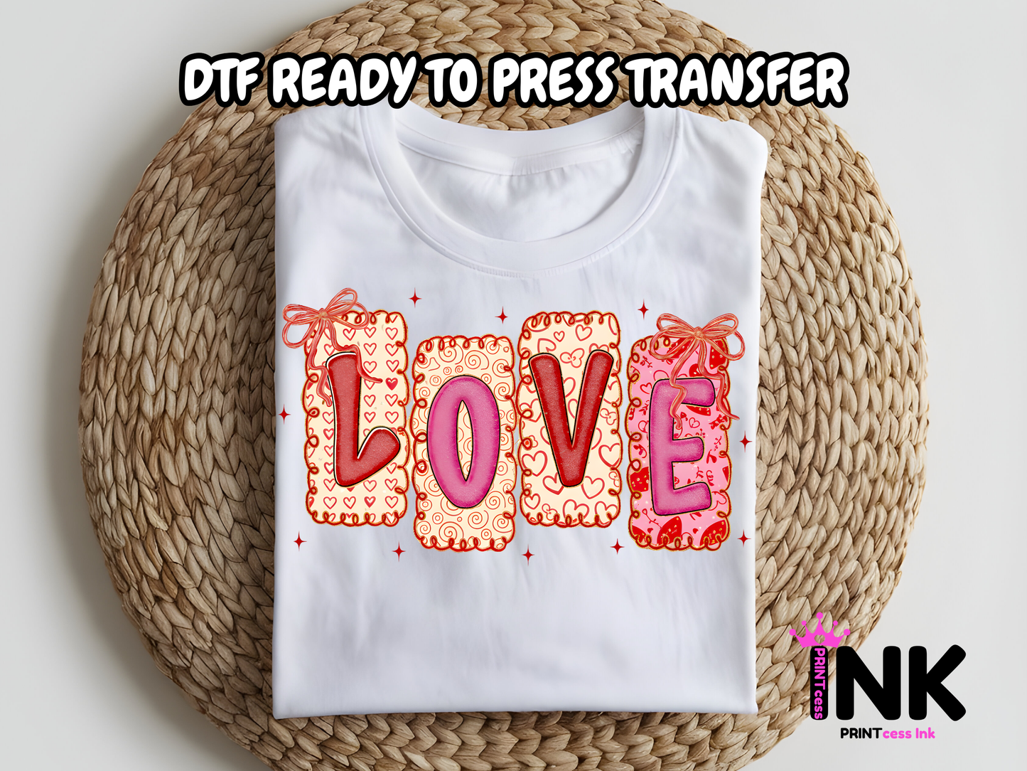 Love DTF101227| DTF T-Shirt Transfer | Ready to Press | DIY Heat Transfer for Clothing, Hoodies, Sweatshirt