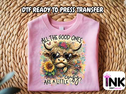 Crazy -DTF101673- T-Shirt Transfer | Ready to Press | DIY Heat Transfer for Clothing, Hoodies, Sweatshirt