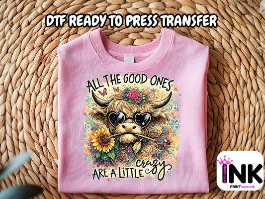 Crazy -DTF101673- T-Shirt Transfer | Ready to Press | DIY Heat Transfer for Clothing, Hoodies, Sweatshirt
