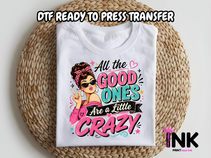 Little crazy -DTF101660- T-Shirt Transfer | Ready to Press | DIY Heat Transfer for Clothing, Hoodies, Sweatshirt