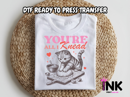All I knead DTF101220| DTF T-Shirt Transfer | Ready to Press | DIY Heat Transfer for Clothing, Hoodies, Sweatshirt