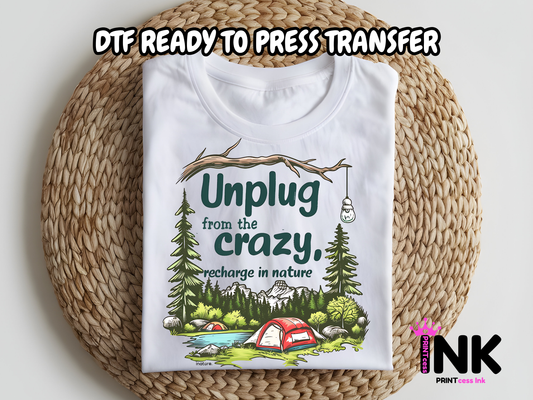 Camping DTF101373| DTF T-Shirt Transfer | Ready to Press | DIY Heat Transfer for Clothing, Hoodies, Sweatshirt