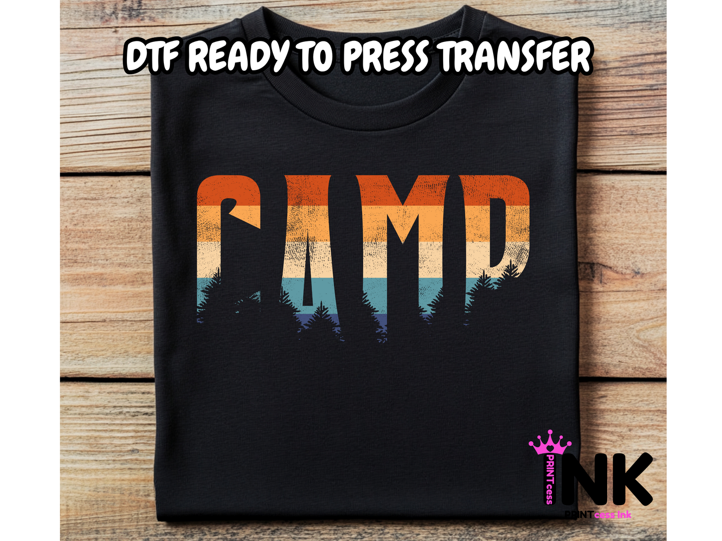 Camping DTF101374| DTF T-Shirt Transfer | Ready to Press | DIY Heat Transfer for Clothing, Hoodies, Sweatshirt