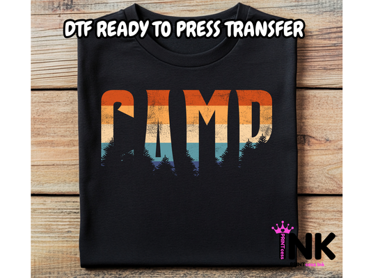 Camping DTF101374| DTF T-Shirt Transfer | Ready to Press | DIY Heat Transfer for Clothing, Hoodies, Sweatshirt
