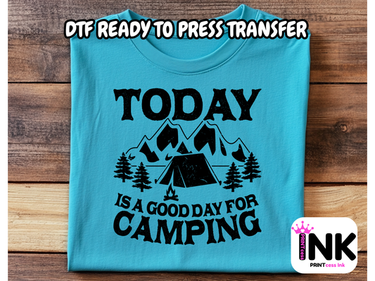 Camping DTF101380| DTF T-Shirt Transfer | Ready to Press | DIY Heat Transfer for Clothing, Hoodies, Sweatshirt