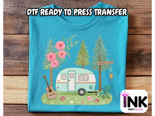 Camping DTF101389| DTF T-Shirt Transfer | Ready to Press | DIY Heat Transfer for Clothing, Hoodies, Sweatshirt