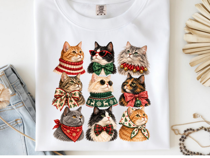 Cat Merry Christmas -  DTF101957- DTF T-Shirt Transfer | Ready to Press | DIY Heat Transfer for Clothing, Hoodies, Sweatshirt