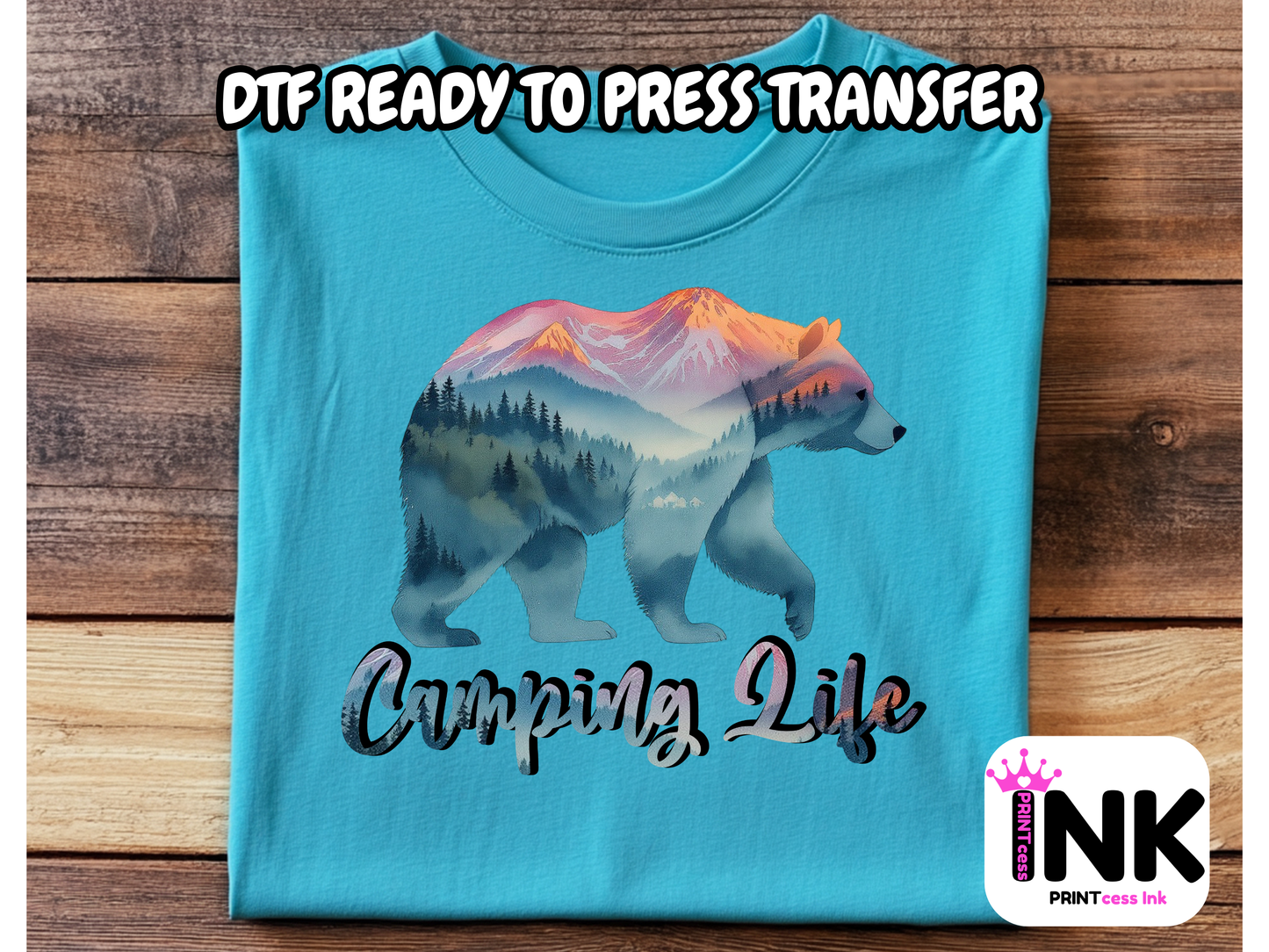 Camping DTF101387| DTF T-Shirt Transfer | Ready to Press | DIY Heat Transfer for Clothing, Hoodies, Sweatshirt