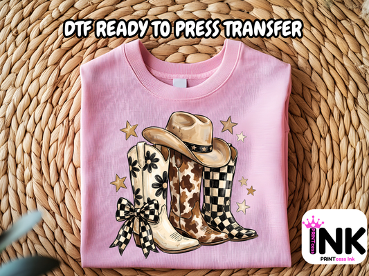 Boots - DTF101706- T-Shirt Transfer | Ready to Press | DIY Heat Transfer for Clothing, Hoodies, Sweatshirt