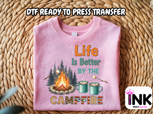 Camping DTF101416 DTF T-Shirt Transfer | Ready to Press | DIY Heat Transfer for Clothing, Hoodies, Sweatshirt
