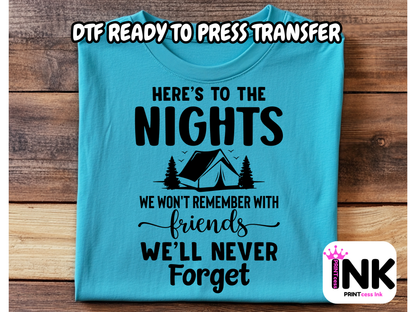 Camping DTF101379| DTF T-Shirt Transfer | Ready to Press | DIY Heat Transfer for Clothing, Hoodies, Sweatshirt