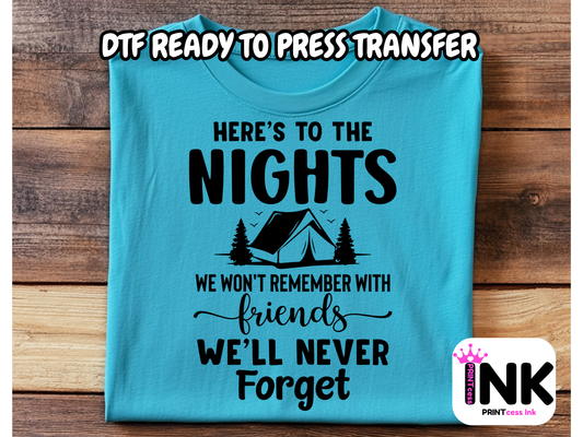 Camping DTF101379| DTF T-Shirt Transfer | Ready to Press | DIY Heat Transfer for Clothing, Hoodies, Sweatshirt