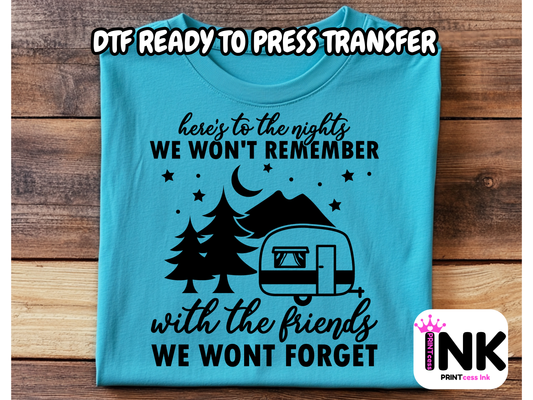 Camping DTF101378| DTF T-Shirt Transfer | Ready to Press | DIY Heat Transfer for Clothing, Hoodies, Sweatshirt