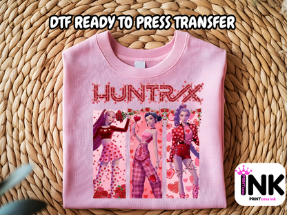 Valentines Huntrix DTF101251| DTF T-Shirt Transfer | Ready to Press | DIY Heat Transfer for Clothing, Hoodies, Sweatshirt