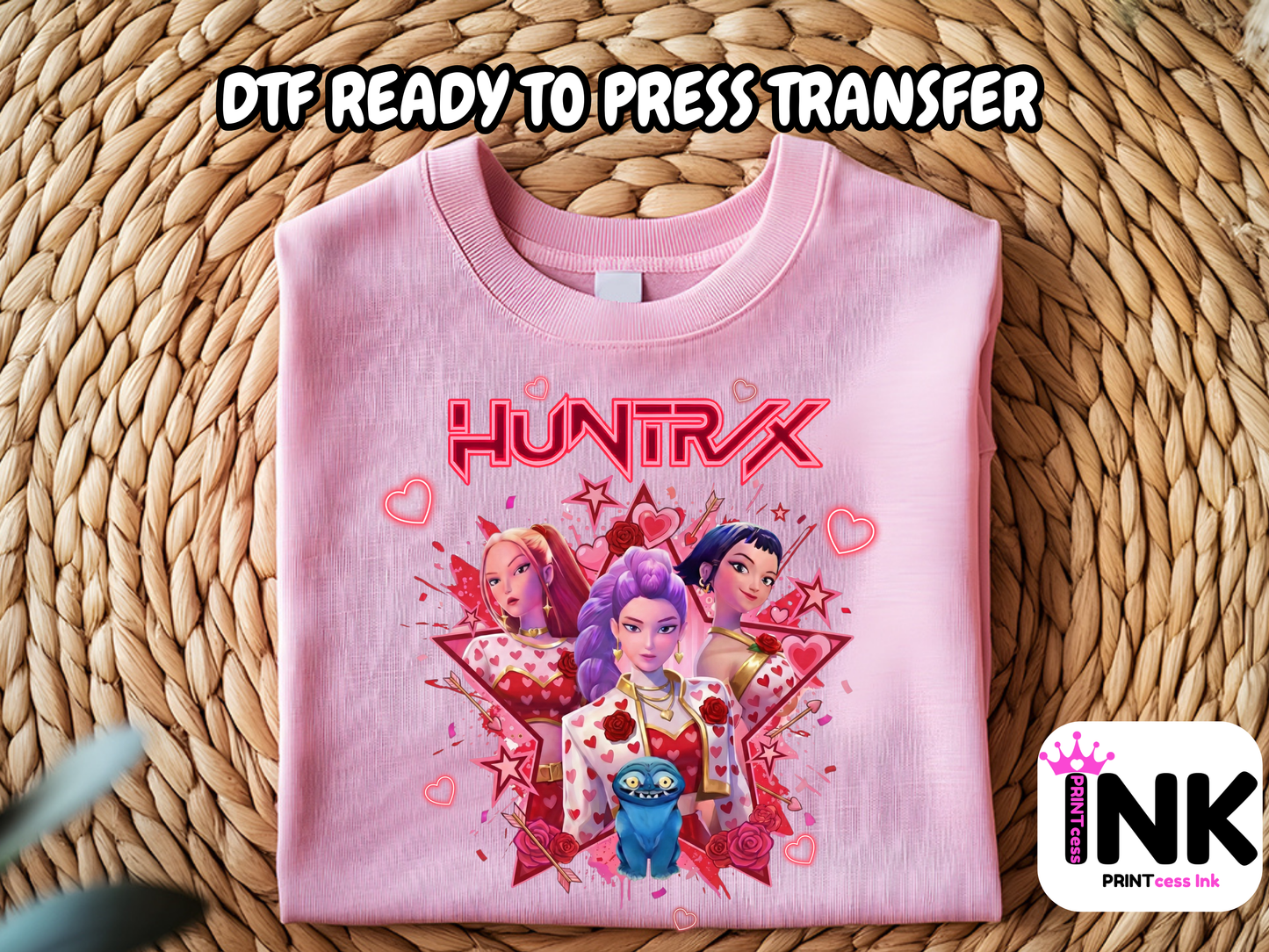 Valentines Huntrix DTF101250| DTF T-Shirt Transfer | Ready to Press | DIY Heat Transfer for Clothing, Hoodies, Sweatshirt