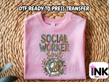 Social worker -DTF101672- T-Shirt Transfer | Ready to Press | DIY Heat Transfer for Clothing, Hoodies, Sweatshirt