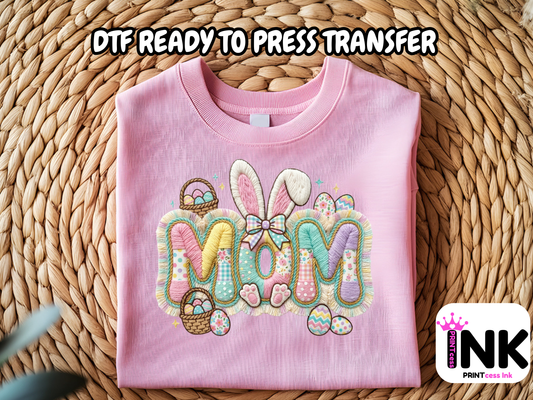 Easter Mom DTF101293| DTF T-Shirt Transfer | Ready to Press | DIY Heat Transfer for Clothing, Hoodies, Sweatshirt
