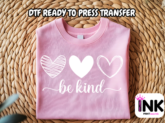 Be Kind DTF101246| DTF T-Shirt Transfer | Ready to Press | DIY Heat Transfer for Clothing, Hoodies, Sweatshirt