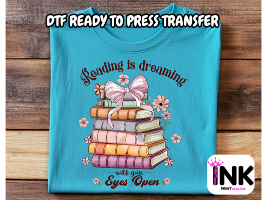 Books DTF101274| DTF T-Shirt Transfer | Ready to Press | DIY Heat Transfer for Clothing, Hoodies, Sweatshirt