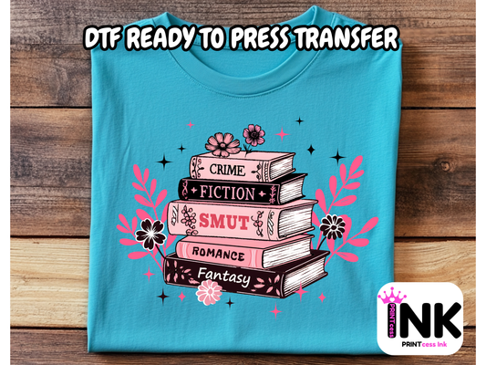 Books DTF101276| DTF T-Shirt Transfer | Ready to Press | DIY Heat Transfer for Clothing, Hoodies, Sweatshirt