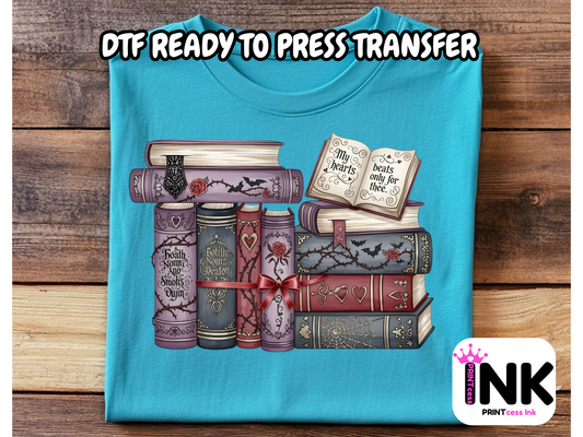 Books DTF101272| DTF T-Shirt Transfer | Ready to Press | DIY Heat Transfer for Clothing, Hoodies, Sweatshirt