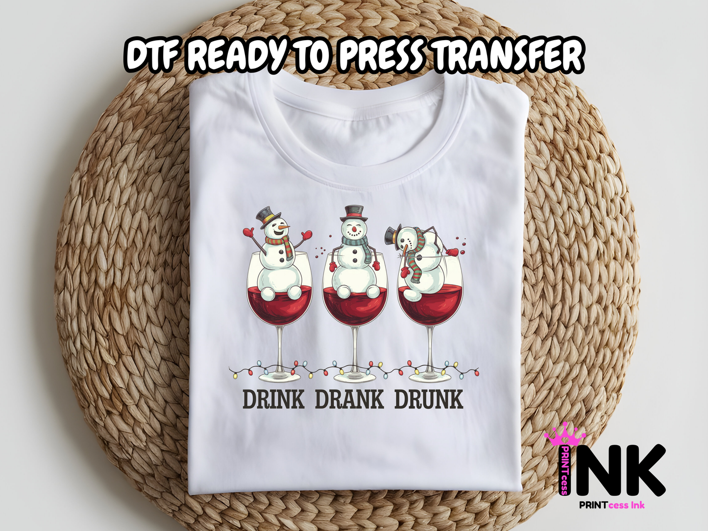 Drink Drank Drunk DTF101171| DTF T-Shirt Transfer | Ready to Press | DIY Heat Transfer for Clothing, Hoodies, Sweatshirt