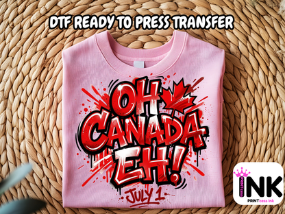 Canada Day -DTF101617 - T-Shirt Transfer | Ready to Press | DIY Heat Transfer for Clothing, Hoodies, Sweatshirt