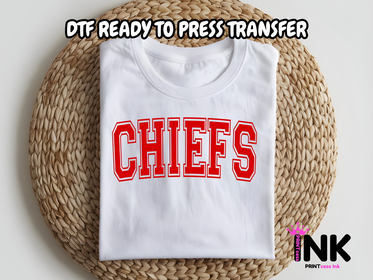 Chiefs DTF101163| DTF T-Shirt Transfer | Ready to Press | DIY Heat Transfer for Clothing, Hoodies, Sweatshirt