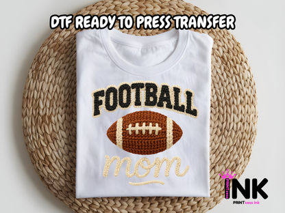 Football Mom DTF101308| DTF T-Shirt Transfer | Ready to Press | DIY Heat Transfer for Clothing, Hoodies, Sweatshirt