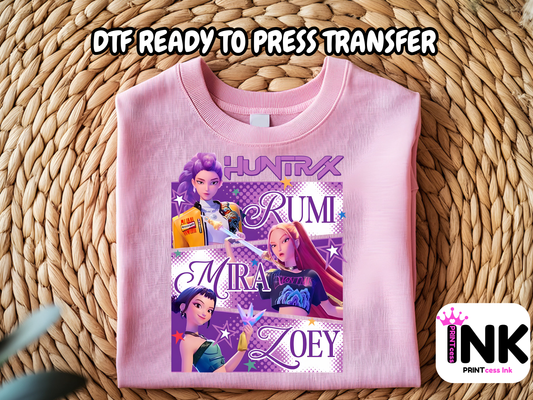 Huntrix DTF101002 | DTF T-Shirt Transfer | Ready to Press | DIY Heat Transfer for Clothing, Hoodies, Sweatshirt