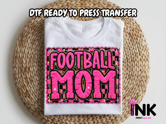 Football Mom DTF101306| DTF T-Shirt Transfer | Ready to Press | DIY Heat Transfer for Clothing, Hoodies, Sweatshirt