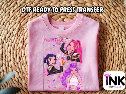 Huntrix DTF101005 | DTF T-Shirt Transfer | Ready to Press | DIY Heat Transfer for Clothing, Hoodies, Sweatshirt