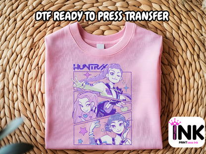 Huntrix DTF100999 | DTF T-Shirt Transfer | Ready to Press | DIY Heat Transfer for Clothing, Hoodies, Sweatshirt