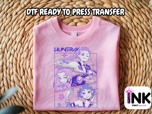 Huntrix DTF100999 | DTF T-Shirt Transfer | Ready to Press | DIY Heat Transfer for Clothing, Hoodies, Sweatshirt