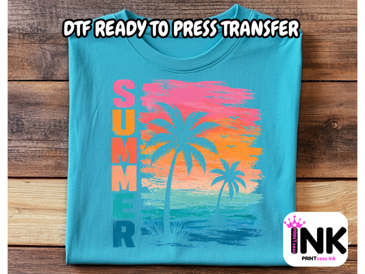 Summer -DTF101692- T-Shirt Transfer | Ready to Press | DIY Heat Transfer for Clothing, Hoodies, Sweatshirt