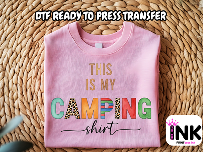 Camping DTF101411 DTF T-Shirt Transfer | Ready to Press | DIY Heat Transfer for Clothing, Hoodies, Sweatshirt