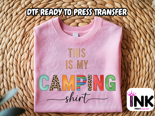 Camping DTF101411 DTF T-Shirt Transfer | Ready to Press | DIY Heat Transfer for Clothing, Hoodies, Sweatshirt