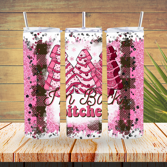 Vinyl Tumbler Wraps  - Pink Christmas Trees - TW100474