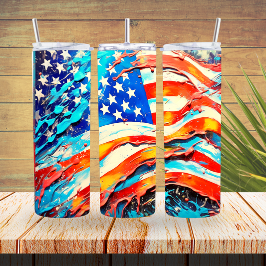 Ready to Use - Sublimation or Vinyl Tumbler Wraps  - Graffiti USA Flag- TW100593