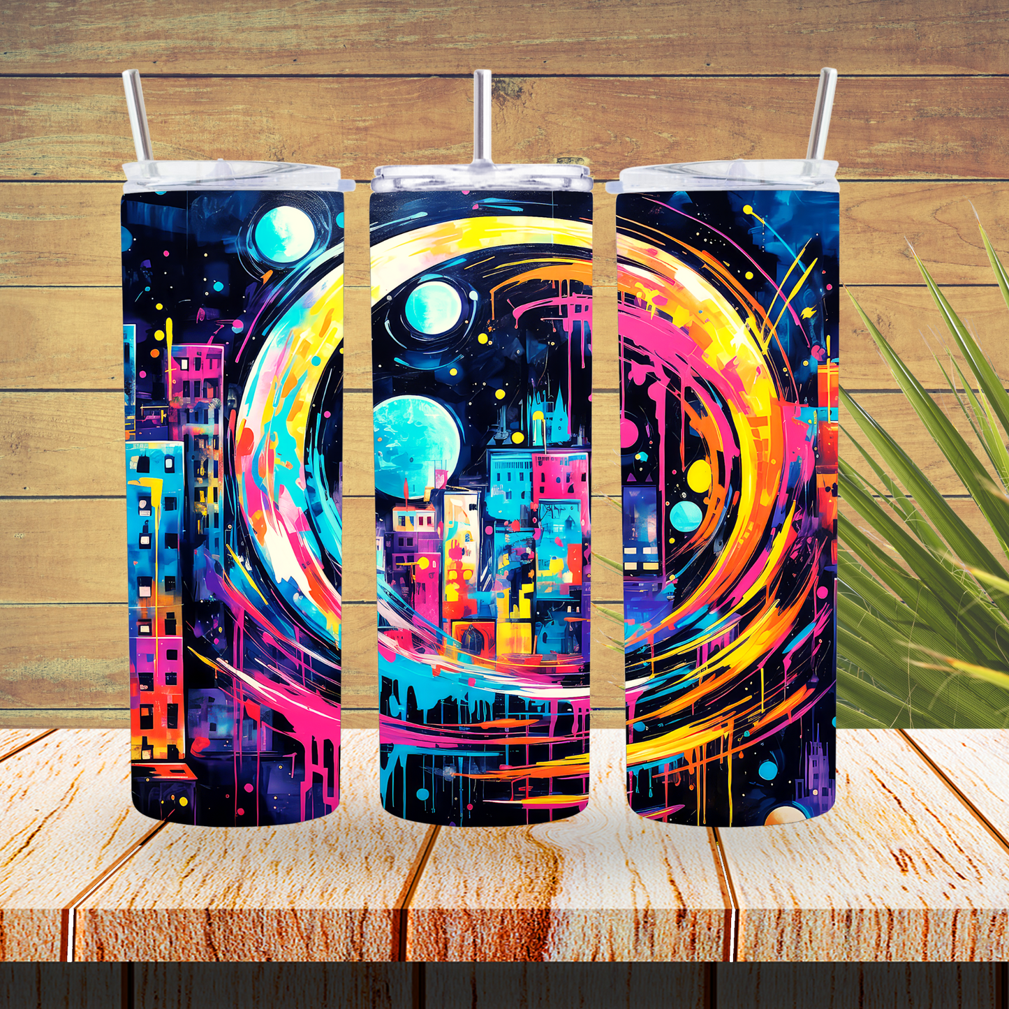 Ready to Use - Sublimation or Vinyl Tumbler Wraps  - Graffiti Buildings - TW100594