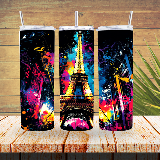 Ready to Use - Sublimation or Vinyl Tumbler Wraps  - Graffiti Eiffel - TW100595