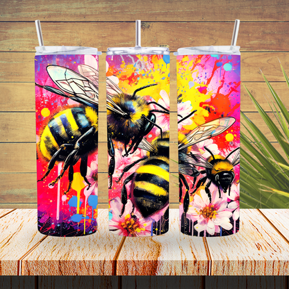 Ready to Use - Sublimation or Vinyl Tumbler Wraps  - Graffiti Bee - TW100597