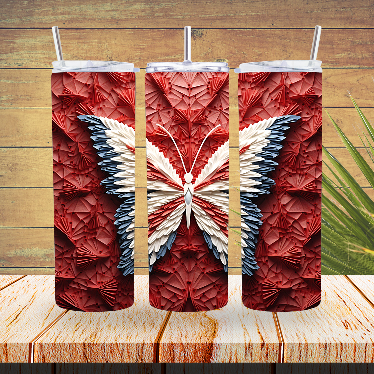 Ready to Use - Sublimation or Vinyl - Tumbler Wraps  - 3D Butterfly - TW100606